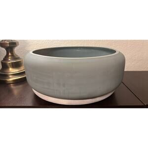 RARE XL Revelation Cirrus Bowl Smokey Blue Matte Frosted Glass Bowl 15x15x15 In